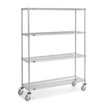 Chrome Wire Shelf Truck by Nexel – 22.5"L x 18"W x 80"H, 12-Gauge Steel, Chrome, Model C18607PCB4
