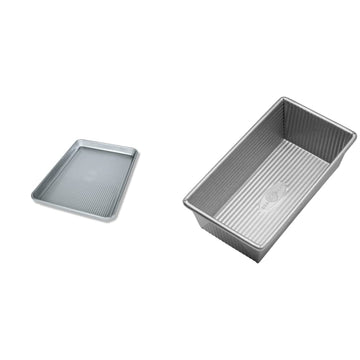 Bakeware Jelly Roll Pan and Loaf Pan Bundle by USA Pan – Set of 1, Alloy Steel, Gray, Pack of 2