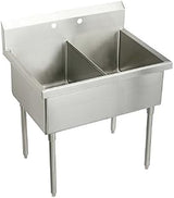Elkay WNSF8260LROF4 Commercial 108" x 27-1/2" Floor Mount Double Compartment Scullery Sink with Drainboard