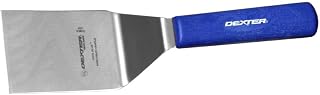 Dexter Russell S286-4H-PCP Sani-Safe Cool Blue 19853H Hamburger Turner, 4" x 3" Stainless Steel Beveled Blade with Heat Resistant Polypropylene Blue Handle up to 500°, Grill Spatula, Made in USA