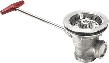 Krowne 22-850 Diamond Series Ball Valve Twist Drain, 1-1/4" Overflow Outlet with Cap, fits 3-1/2" Sink Opening, Includes Vandal Resistant Screw for Strainer, Stainless Steel Ball Valve