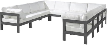 White Fabric Outdoor Patio Modular Sectional with Weather-Resistant Cushions, Spacious Seating, Contemporary Style for Outdoor Living Spaces