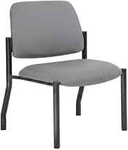 Vinyl Armless Guest Chair with 4-Leg Tubular Steel Base, 400 lb Capacity Office Reception Waiting Room and Lobby Seating, Grey