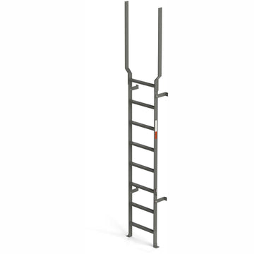 EGA VMS8EX Steel Vertical Wall Mount Ladder W/Rail Extensions by EGA Products – 8.25"L x 21.75"W x 16"H, Alloy Steel, Gray, Model MVMS8EX
