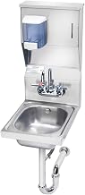 Krowne Metal HS-31 Wall Mount Hand Sink w/ 9.75"W x 11.75"FtoB x 5" Deep Bowl, 4" Splash Mount Swing Faucet, P-Trap, Soap & Towel Dispenser