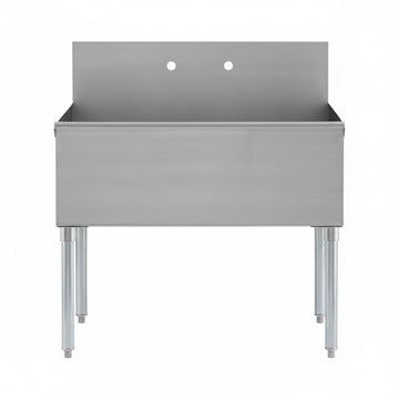 Glownary Commercial Utility Sink – Stainless Steel Type 304, 36x24x13 Inch, 16 Gauge, Single Compartment with Backsplash, Galvanized Steel Legs