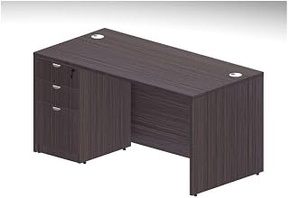 Boss Office Products 60" Desk with File Pedestal, Driftwood