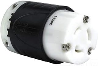 Pass & Seymour L520-C Locking Connector, 125 VAC, 20 A, 2 Poles, 3 Wires, Black/White