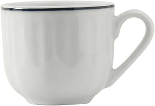 Tuxton Charleston Blue Porcelain White Banded 3-Ounce Espresso Cup, Set of, Bright White; Scratch Resistant; Chip Resistant; Lead & Cadmium Free; Dishwasher, Microwave, Oven Safe
