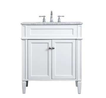 30 Inch Single Bathroom Vanity in White by Elegant Decor – 30" - Single, Wood, White, Model VF12530WH