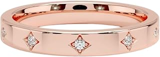 Elara IGI Certified Lab Grown Diamond Wedding Band, 925 Sterling Silver & 10K 14K 18K Solid Gold Unisex Wedding Ring for Men & Women. (Color:E-F, Clarity:VVS2)