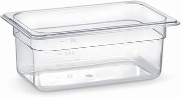 HUBERT Fourth-Size Clear Polycarbonate Cold Food Pan -10 3/7" L x 6 7/16" W x 4" D