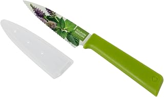 Kuhn Rikon COLORI+ Serrated Paring Knife with Sheath, Stainless Steel Small Kitchen Knife for Fruit, Vegetable & Peeling Prep, 3.54-Inch Blade, Fresh & Cool Limited Edition