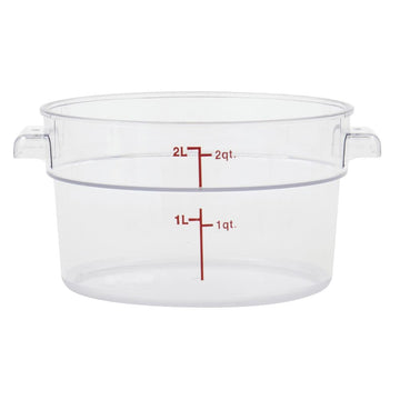 Clear Round Food Storage Container - 6 3/4" Dia x 4 1/4" D by HUBERT – Polycarbonate (PC), Clear, Model 0106002-PC