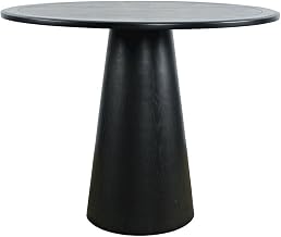 Starlight Canyon Home Acacia Veneer Round Pedestal Dining Table, Mid-Century Modern Small Round Kitchen Dinner Table for Dining Room, Black, 30" Dining Height