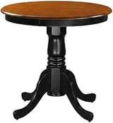 Furnifact Black Round Pedestal Dining Table, Mid-Century Modern Wood Style, Seats 2, Compact Bistro Design, Comfortable Dining Room Furniture