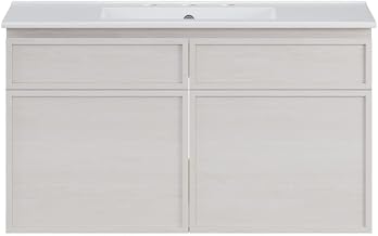 Swiss Madison St. Tropez 36" Wall-Mounted Bathroom Vanity in White Oak with 3-Hole Widespread Sink Top