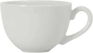Tuxton China BPF-1601 Cappuccino Cup, 16 oz., 4-5/8" dia. x 3-1/4"H, microwave & dishwasher safe, oven proof, fully vitrified, lead-free, DuraTux, Europa, Porcelain White, Pack of 12