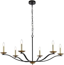 Trey 6-Light Mid-Century Metal Pendant in Black and Brass