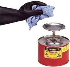 Justrite Plunger Can 1GL - Hazardous Material Storage Container - Brass - 10.5"x10.5"x10.5" - Hazardous Liquids