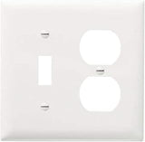 Legrand Pass & Seymour TPJ18WCC10 Trademaster Jumbo Oversized Unbreakable Nylon Wall Plate, 2 Gang, Combination One Toggle and One Duplex Outlet Cover, White (1 Count), Two Gang