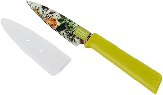 Kuhn Rikon COLORI+ Paring Knife with Sheath, Stainless Steel Small Kitchen Knife for Fruit, Vegetable & Peeling Prep, 3.54-Inch Blade, Warm & Tasty Limited Edition