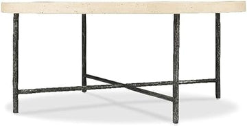Hooker Driftwood Metal Framed Cocktail Table with a Gray Stone Top Furniture