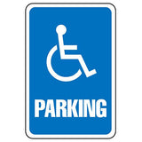 Parking Sign - Handicap Symbol by Global Industrial – 3x2 inches, Aluminum, White/Blue, Model 649151