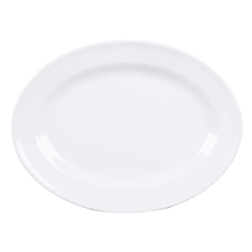 16 1/4" x 12" White Oval Melamine Platter (Set of 12) by GET – 16.25", Melamine, White, Pack of 12, Model M-4010-W