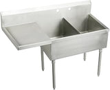 Elkay WNSF8230L0 Commercial 55-1/2" x 27-1/2" Floor Mount Double Compartment Scullery Sink with Drainboard