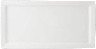 Tuxton China ABU-552 Plate, 15-1/2" x 8", Rectangular, Microwave and Dishwasher Safe, Oven Proof, Fully Vitrified, Ceramic, AlumaTux, Napa, Pearl White