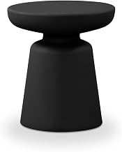 Ruth Outdoor Side Table, Round, All-Weather Polypropylene, Compact Design, Weather Resistant, Black