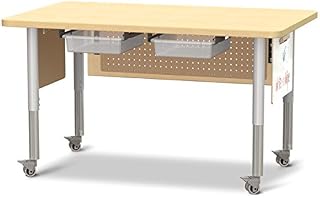 Jonti-Craft 6474JCM251 STEM Workstation, M-Height (20"-31" Adjustable Height, Mobile), 30" x 48", Maple/Maple/Gray
