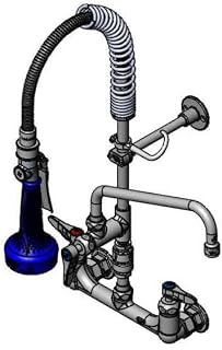 T&S Brass MPR-8WLV-10-CRS Mini-PRU: 8" Wall Mount, B-0108 & Swivel, 10" Swing Nozzle, Ceramas, Lever Handles, Bracket