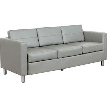 Global Industrial Interion Protective Upholstered Leather Sofa - Gray by GEC – Faux Leather, Steel, Grey, Model 695737GY-AM
