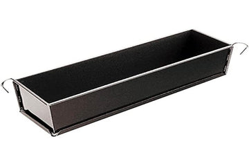 Non Stick Hinged Rectangular Loaf Pan/Loaf Tin/Cake Tin Loose Base 300 x 80mm 80mm Deep by PADERNO – Dimensioni 30x8 cm, Tin, Black, Model 47736-30