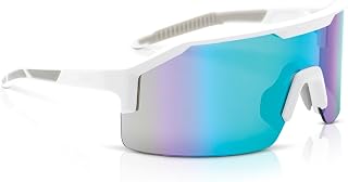 Jackson Safety Maxview+ Ballistic-Rated Safety Glasses - ANSI Z87.1 Wraparound Anti-Scratch Eye Protection for Men & Women- White Frame with Green Mirror Lens - Pack of 1