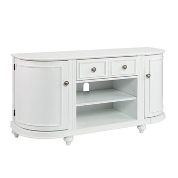 Dandridge TV/Media Stand - White by SEI Furniture – 48.5 x 16.25 x 24.25 inches, Wood, White, Brushed Silver, Model AZ2438SM