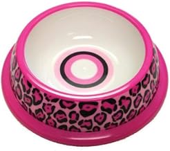 NewAgePet Paw Proof BPA-Free Plastic Pink Leopard Design Pet Dish, 6-Inch