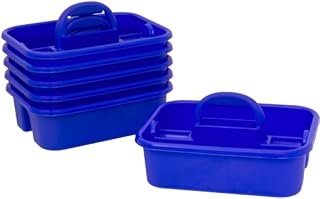Akro-Mils 09185 Plastic Tote Tool & Supply Cleaning Caddy with Handle, (18-3/8-Inch x 13-7/8-Inch x 9-Inch), Blue, 6-Pack