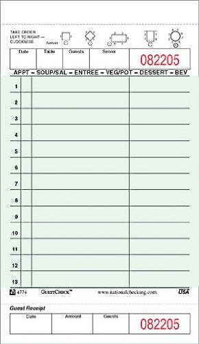Guestcheck 4.25 X 7.25 1Pt Check (G4774Sp) 50 Books/Case