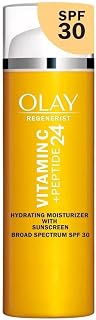 Olay Vitamin C Hydrating moisturizer with sunscreen, SPF 30, 1.7 Fl Oz (Pack of 12)