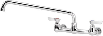 Krowne 12-814L Silver Series Wall-Mount Faucet, 8" Centers, 14" Swing Spout, Quarter-Turn Ceramic Cartridge Valve, Chrome-Plated Finish, Low Lead Compliant