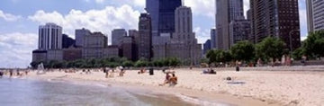 Posterazzi Group of people Oak Street Beach Chicago Illinois USA Poster Print, (36 x 12)