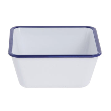 Serving Bowl Enamelware Look Melamine White/Blue - 7" L x 7" W x 3 1/10" D by HUBERT – Melamine, White, Model 240210