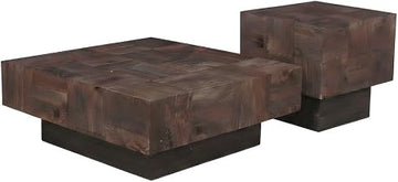 Starlight Canyon Home Solid Mango Wood Living Room Table Set, Coffee Table and End Table for Living Room, Den, and Bedroom