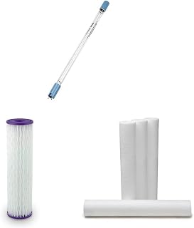 Aquasana UV Whole House Water Filter Replacement Lamp & EQ-PFC.35 Replacement Post Whole House Water Filter Systems, White & Replacement 20-inch Sediment Pre-Filters - 4 Count - EQ-304-20