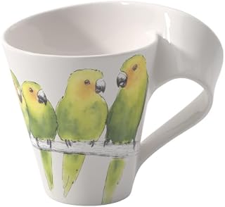 Villeroy & Boch NewWave Café Coffee Mug Conure, 300 ml, Height: 11 cm, Premium Porcelain, Green/Multicolour