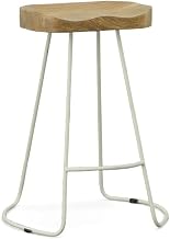 Saga 25" Counter Stool - Set of 2 - Natural Seat - White Base