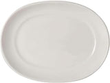 Tuxton Columbia Eggshell Rolled Edge Wide Rim 10-Inch x 7-1/2-Inch Platter, Case of 24, White; Scratch Resistant; Chip Resistant; Lead & Cadmium Free; Dishwasher, Microwave, Oven Safe